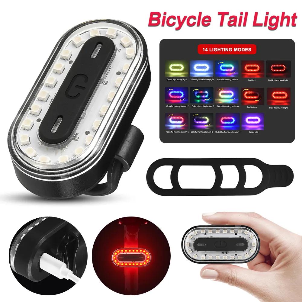 다채로운 자전거 미등 야간 레드 라이트 야간 조명, USB 충전식 Led 경고등, 산악 자전거 야간 라이딩 장비
